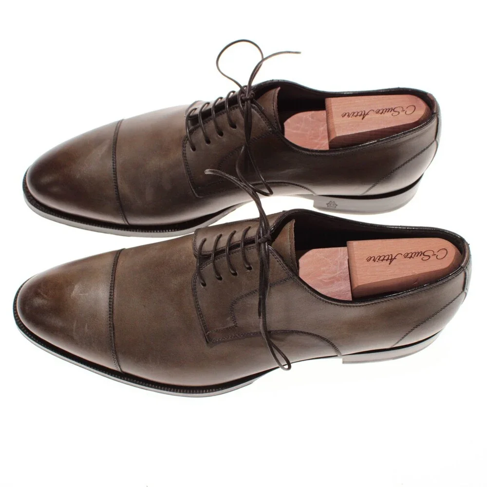 Di Bianco NWD Lace Up Derby Dress Shoes Size 8 US in Brown Leather Made in Italy
